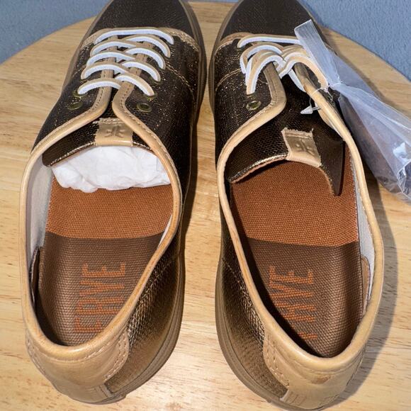 FRYE Gia Canvas Low-Top Bronze Casual Sneaker New Women’s Size 9M US Rare - Picture 6 of 8